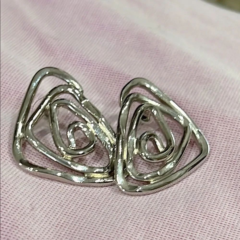 Modernist Silver Geometric Earrings